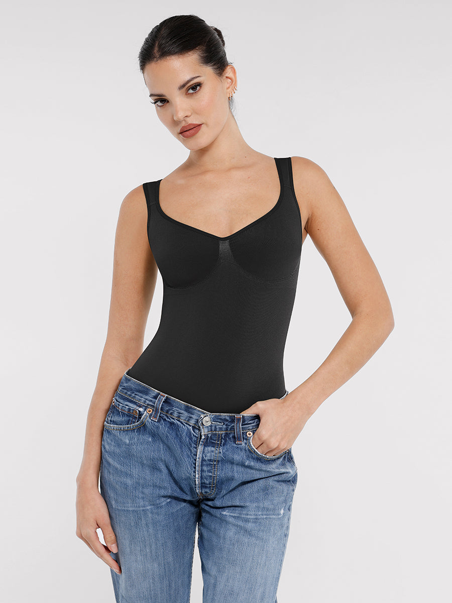 Seamless Sculpting Diamond Neck Brief Bodysuit