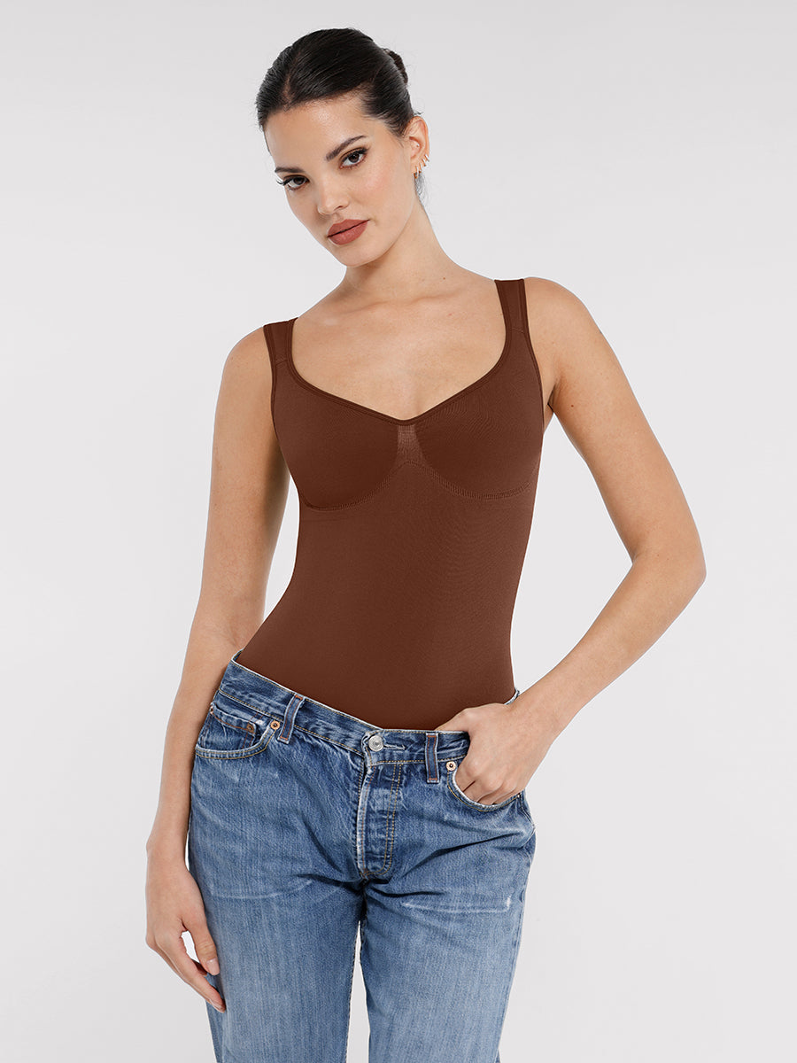 Seamless Sculpting Diamond Neck Brief Bodysuit