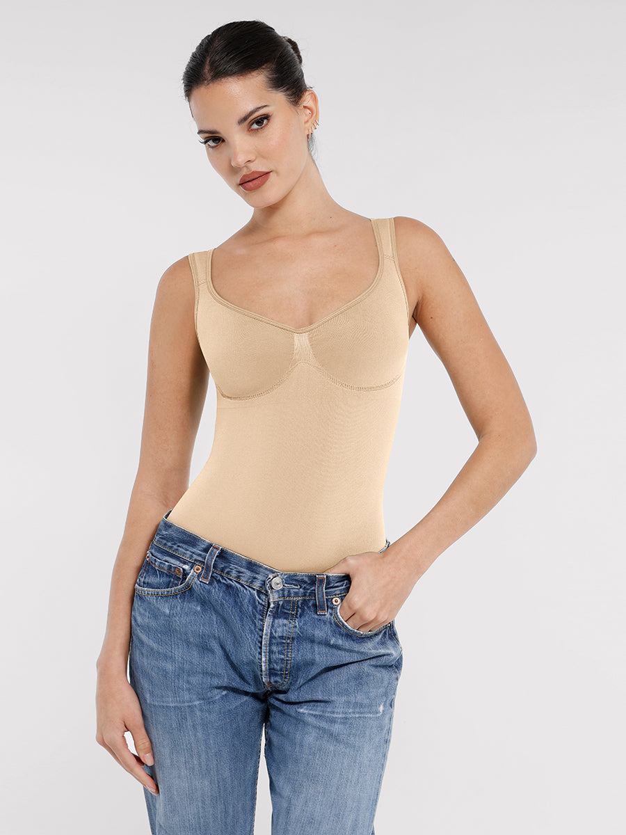 Seamless Sculpting Diamond Neck Brief Bodysuit